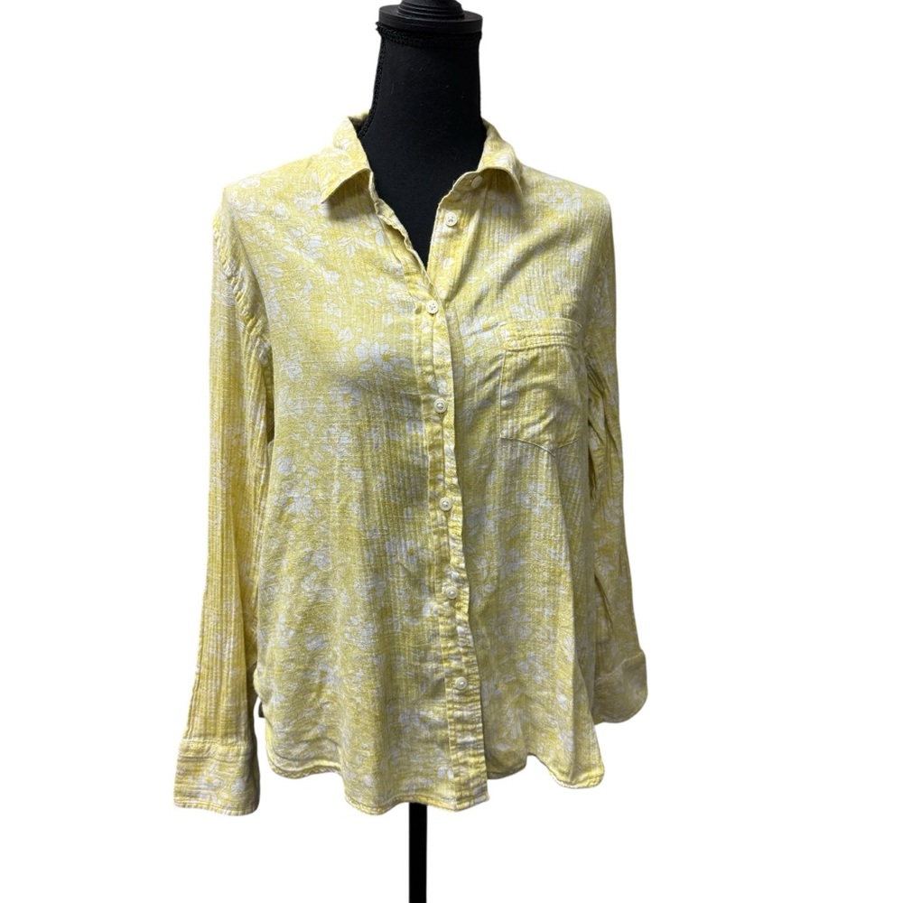 🌼 J.Crew Re-Imagined Yellow Floral Button Down Shirt – Size 14